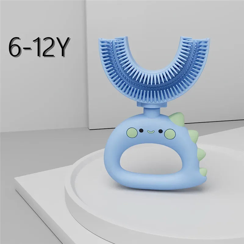 360 Degree U-shaped Baby Toothbrush Cute Cartoon Children Teethbrush Oral Care Cleaning Brush Silicone Kids Toothbrush Oral Tool