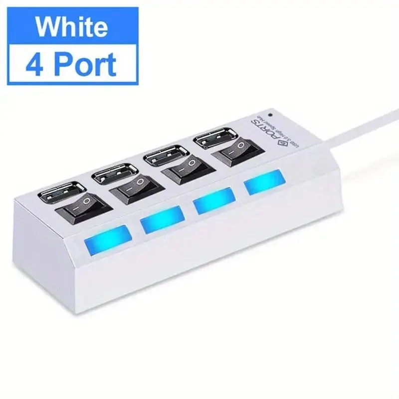 High Speed 4/7 Ports USB HUB 2.0 Adapter Expander Multi USB Splitter Multiple Extender with LED Lamp Switch for PC Laptop