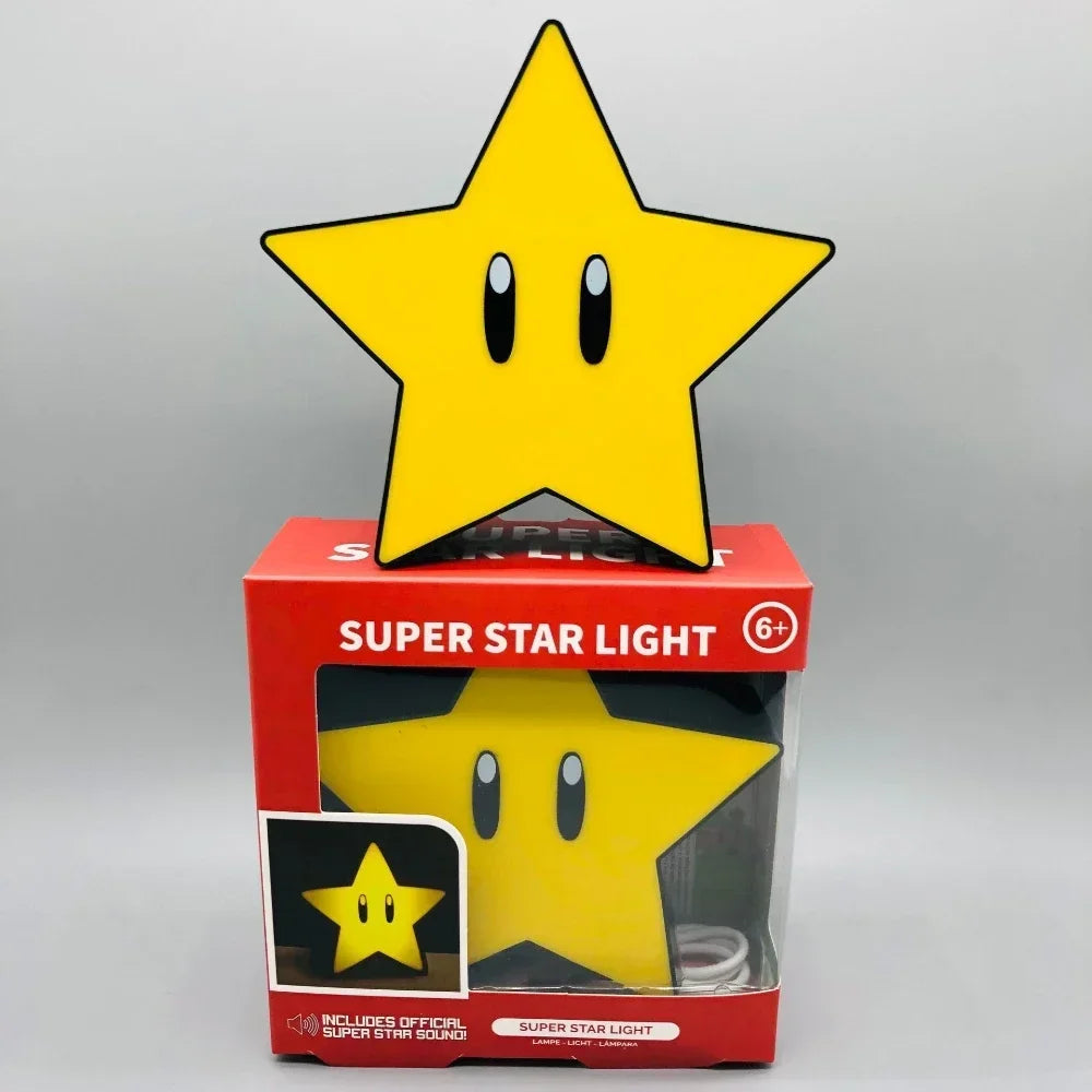 New LED Question Super Mario Bros Lamp Super Star Light Led Music Night Light Sound Usb Charging Desk Lamp for Kids Gifts Toys