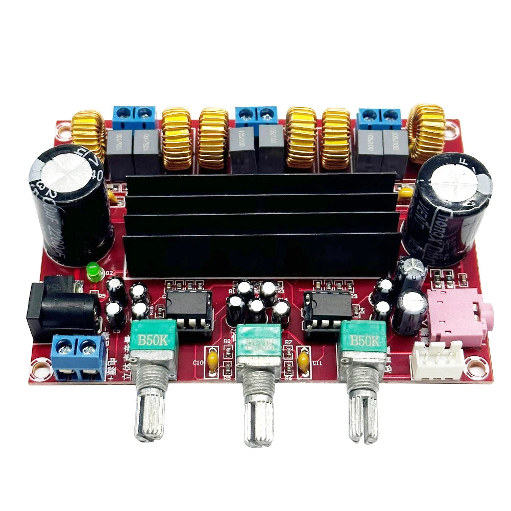 XH-M139 Audio Amplifier Board 2x50W 100W 2.1 Channel Amplifier Modules DC 12-24V 3 Sound Channels Energy Saving Pure HiFi Music