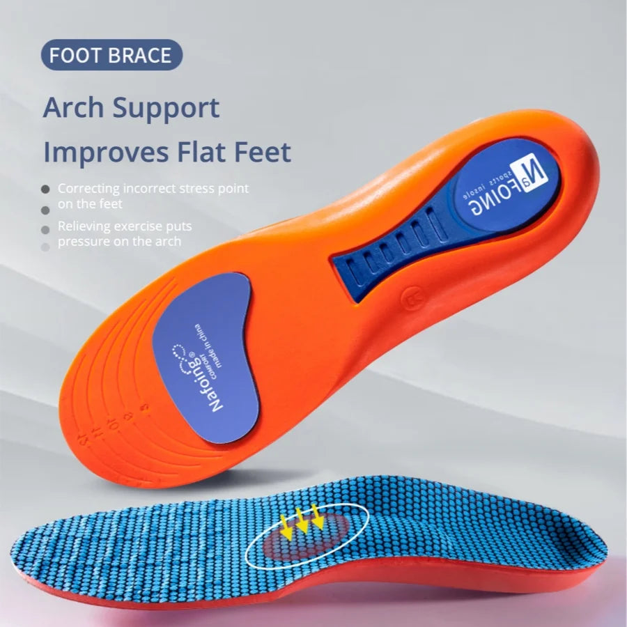 Orthopedic Sports Elasticity Insoles For Shoes Sole Unisex Technology Shock Absorption Breathable Running Insoles