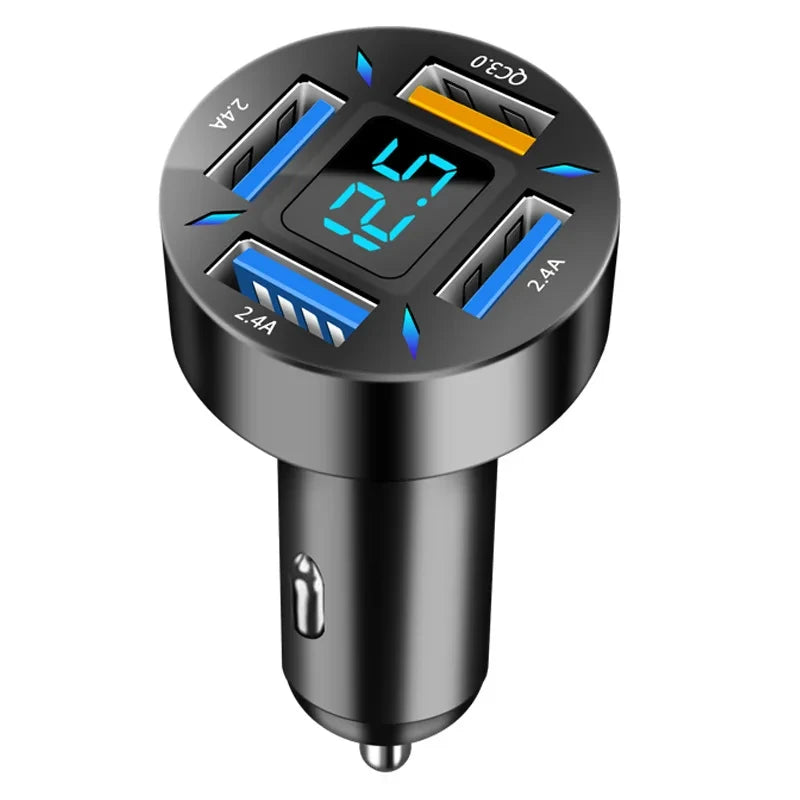 66W USB Car Charger Quick Charge PD QC3.0 With Voltmeter Cigarette Lighter Socket Power Adapter For iPhone 11 12 Samsung Xiaomi