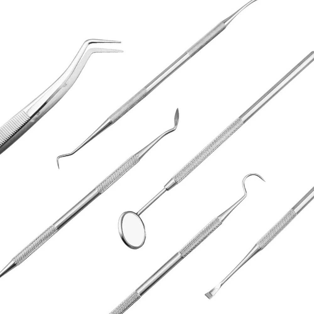 6pcs/box Dentist Prepared Tool Box Stainless Steel Multiple Cases Dental Mirror Dental Probe Tweezer Dental Oral Care Instrument