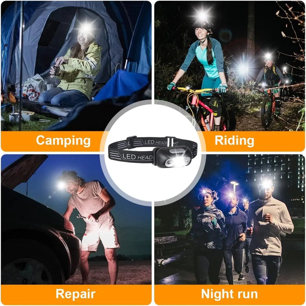 Mini Rechargeable Powerful Sensor Headlamp USB Head Flashlight Torch Headlights Camping Search Light LED Head Light Torch