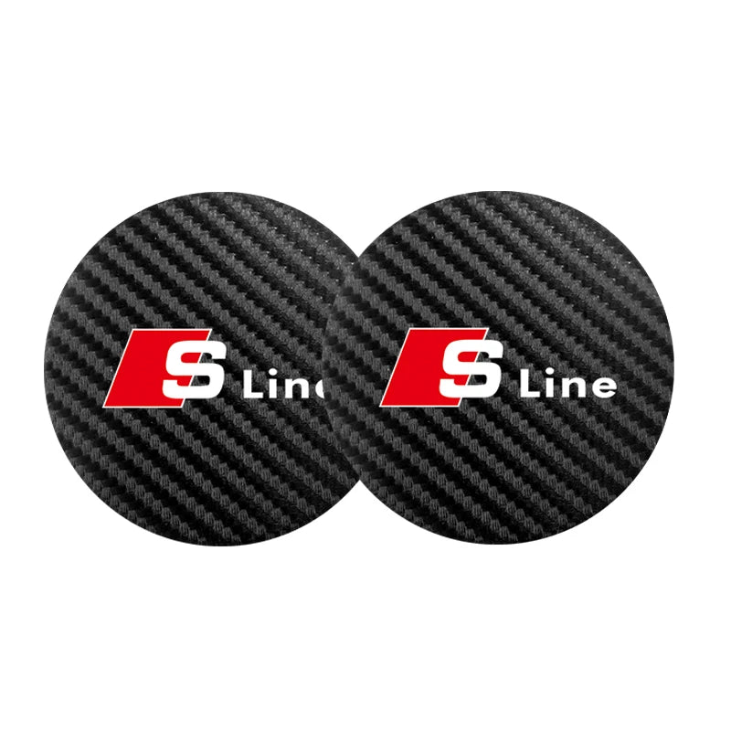 2Pcs Leather Coaster Anti-noise Water Cup Pad Cushion For Audi Sline A3 A1 A4 A6 B8 A5 B7 C7 A7 A8 B9 B6 C6 Q2 Q3 Q5 Q7 Q8 TT S3