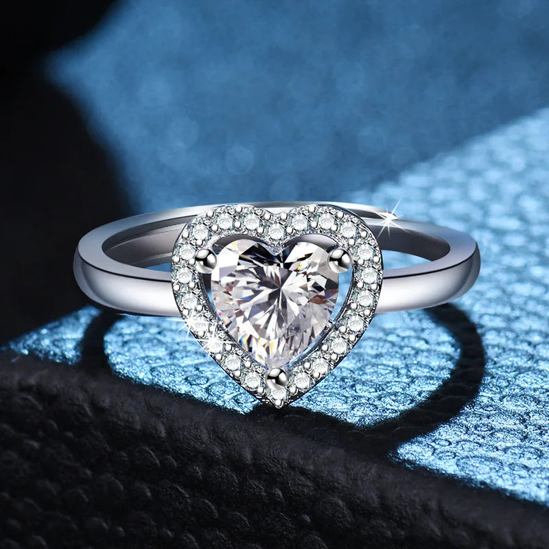 New 925 Sterling Silver Ring Heart Sparkle AAA Zircon High Quality For Women Rings Wedding Fine Jewelry Accessories Party Gift