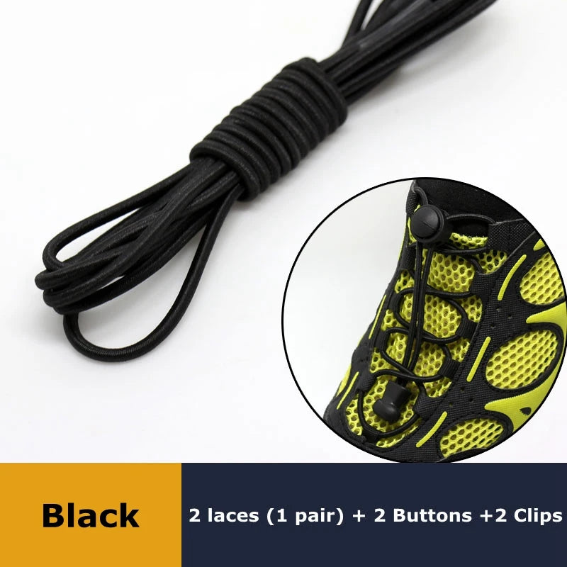 1Pair Shoelaces for Sneaker Elastic No Tie Shoe Laces Stretching Lock Lazy Laces Quick Rubber Shoelace Round Shoestrings