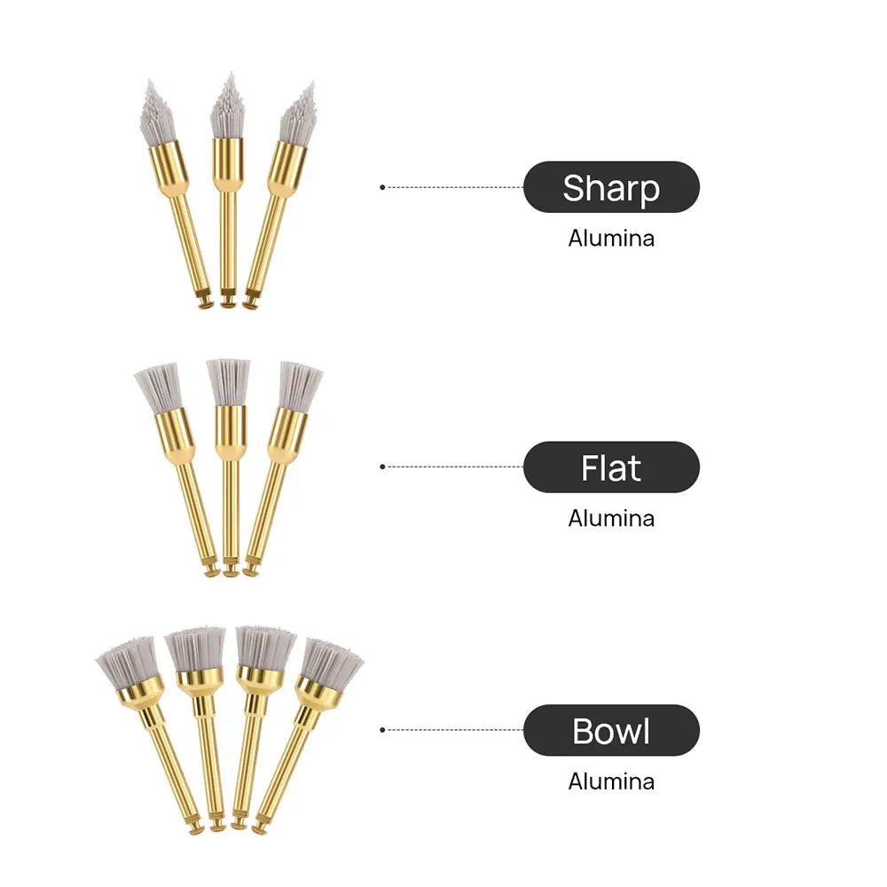 AZDENT 10pcs Dental Polishing Brush Aluminium Oxide/Silicon Carbide  Polishing Prophy Brushes For Contra Angle Handpiece