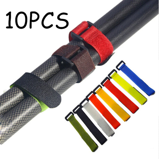 10pcs Fishing Rod Tie Holder Strap Suspender Fastener Hook Loop Ties Belt Fishing Rod Strapping Wrap Band Outdoor Fish Tool