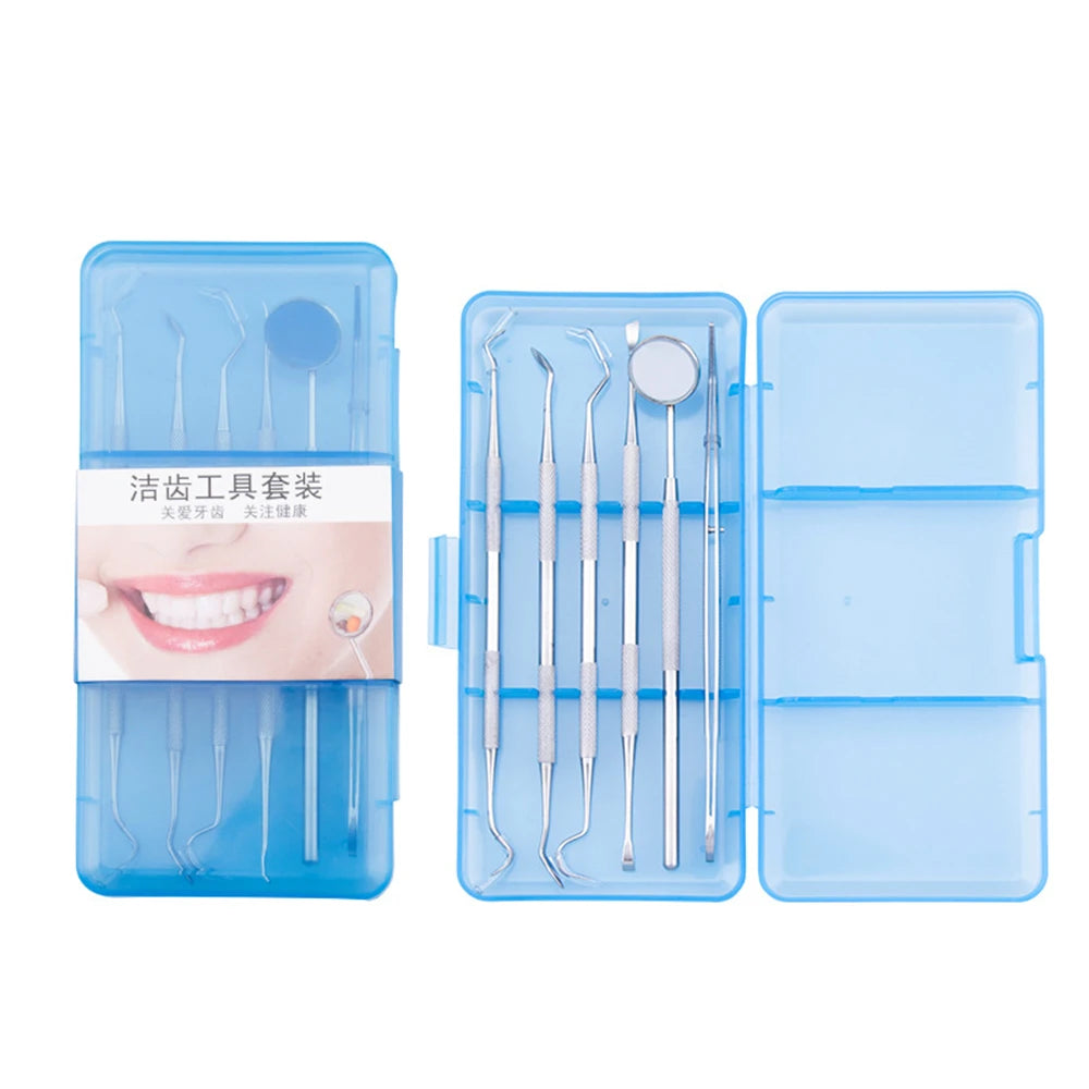 6pcs/box Dentist Prepared Tool Box Stainless Steel Multiple Cases Dental Mirror Dental Probe Tweezer Dental Oral Care Instrument