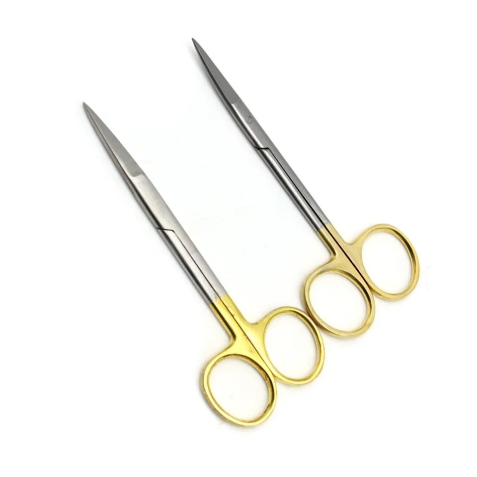 Stainless Steel Dental Scissors Straight/Curved Tip Gold Plated Handle Dentist Tools Dentistry Lab Instrument