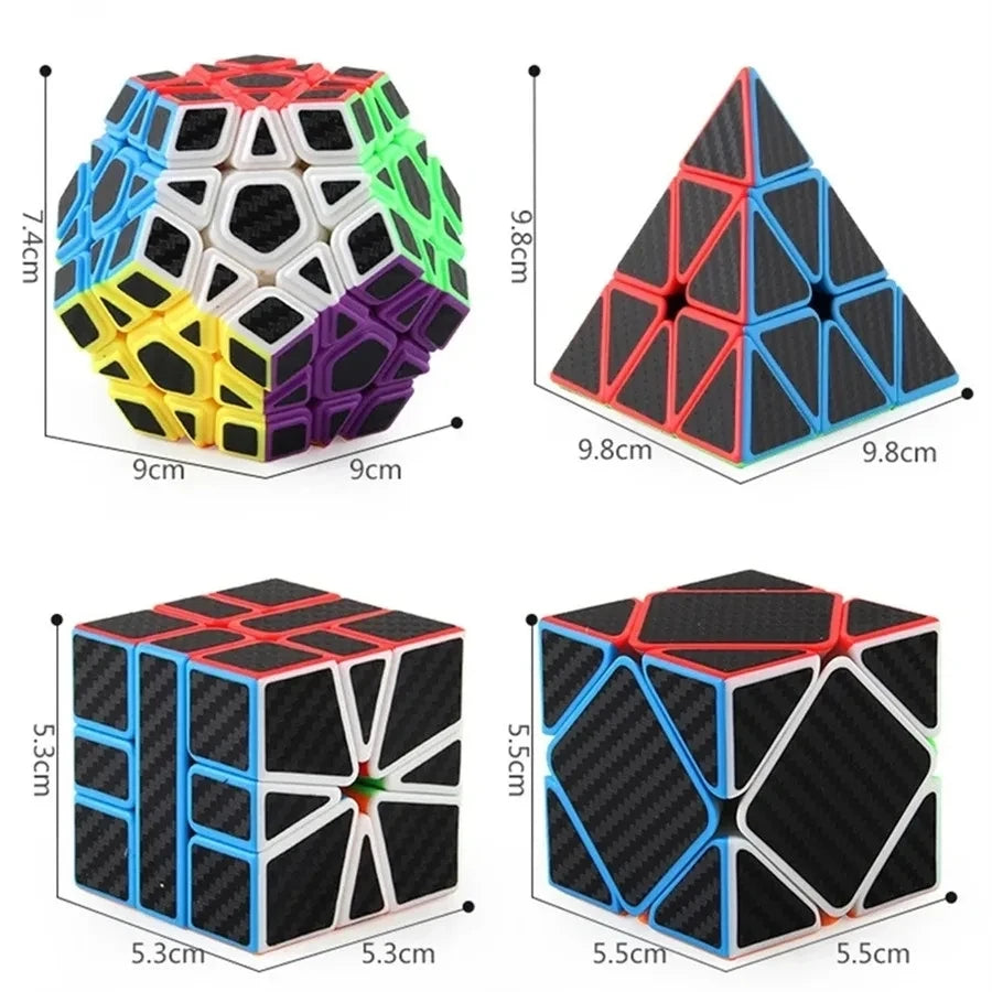 Meilong Carbon Fiber Cube 2x2x2 3x3x3 4x4x4 Pyramid Skew SQ1 Megaminx Puzzle For Beginners and Professionals