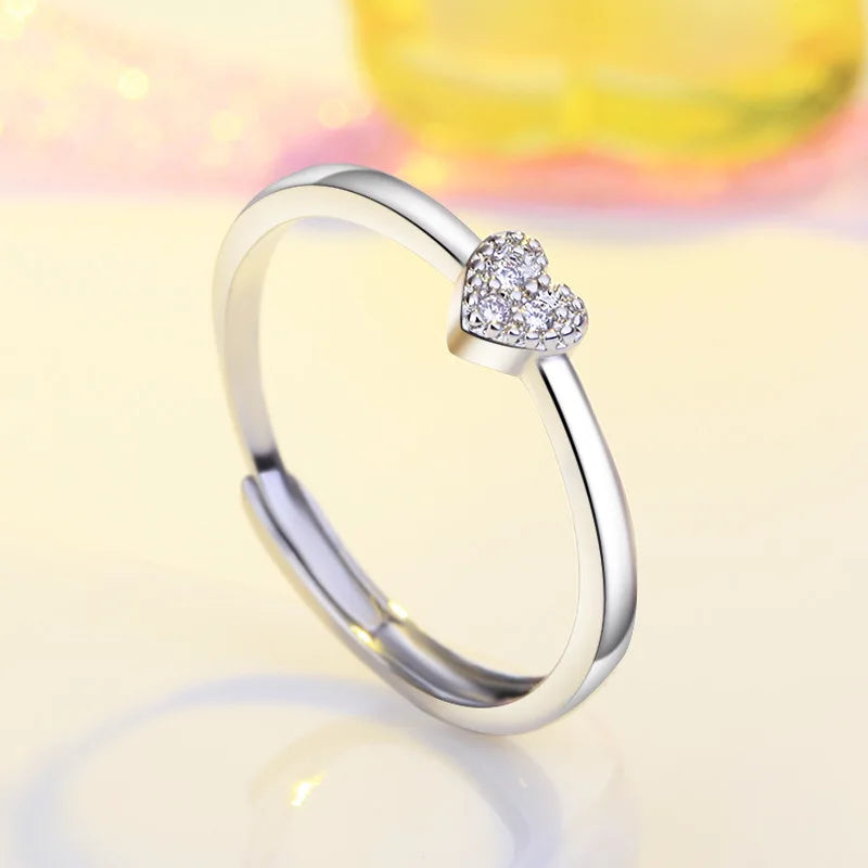 New 925 Sterling Silver Ring Heart Sparkle AAA Zircon High Quality For Women Rings Wedding Fine Jewelry Accessories Party Gift