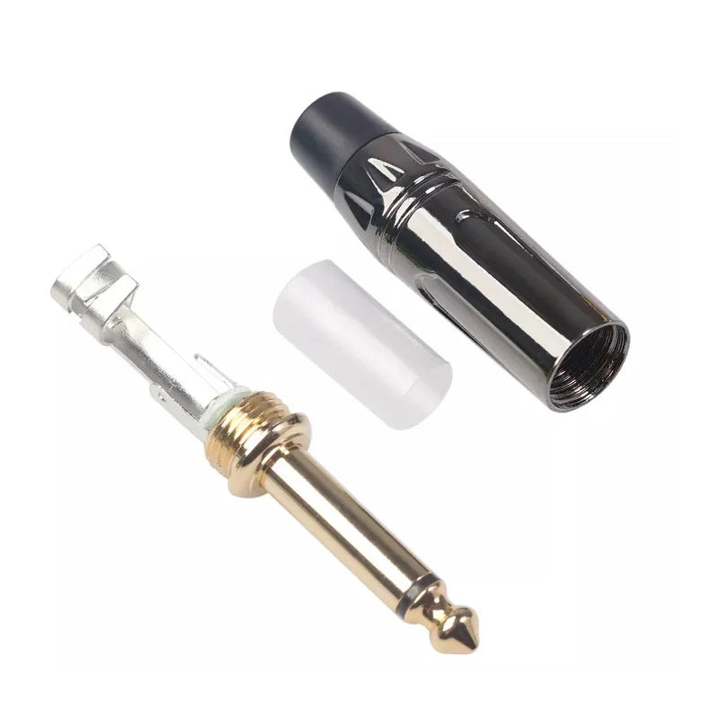 1Pcs 2 Pole Mono Stereo Jack 6.35mm Connector Gold-Plated 6.3MM 1/4 Inch Plug Audio Microphone Cable Connector