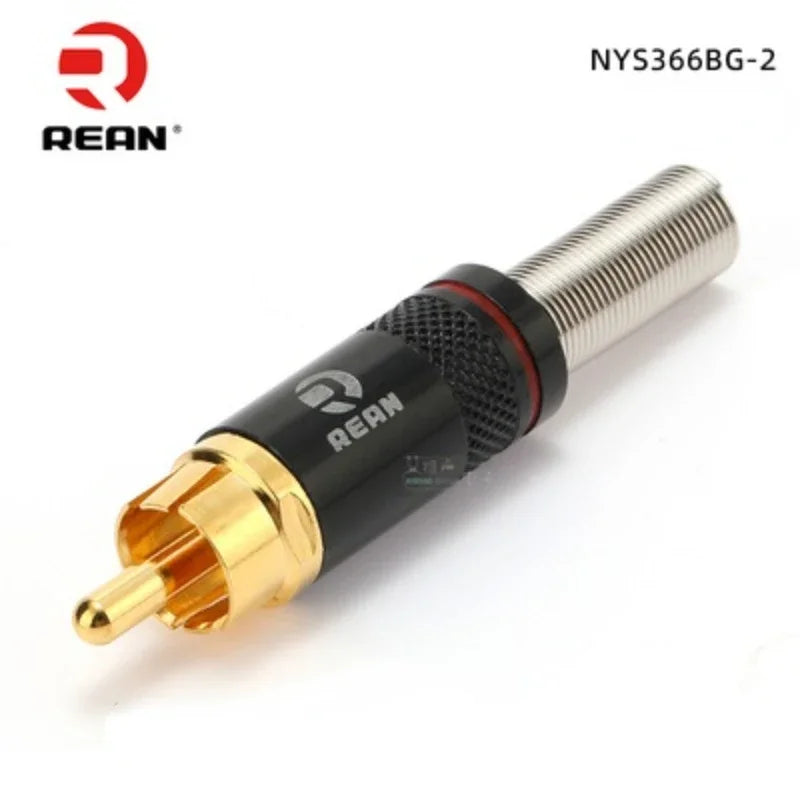 1pcs REAN RCA audio AV video plug gold-plated large tail diameter NYS366-BG fever HIFI DVD