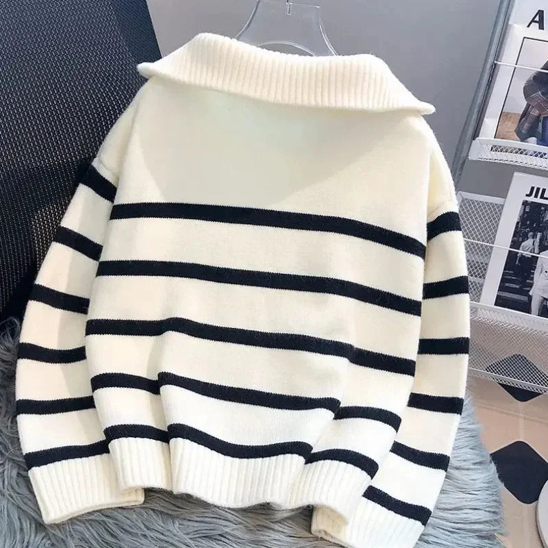 Sweater pullover women Spring and Autumn underwear New zipper stripe underlay short style popular premium sweater female