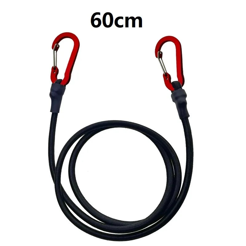 Heavy Duty Bungee Cord Elastic Tie Strap String Carabiner Hooks Kayak Cycling Luggage Packing Ropes Camping  Accessories