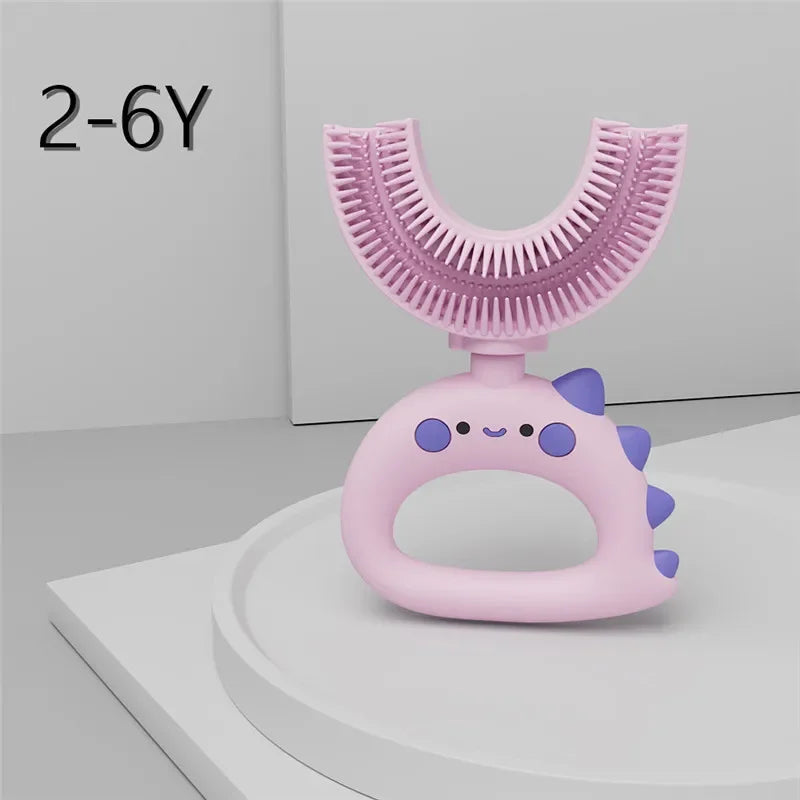 360 Degree U-shaped Baby Toothbrush Cute Cartoon Children Teethbrush Oral Care Cleaning Brush Silicone Kids Toothbrush Oral Tool