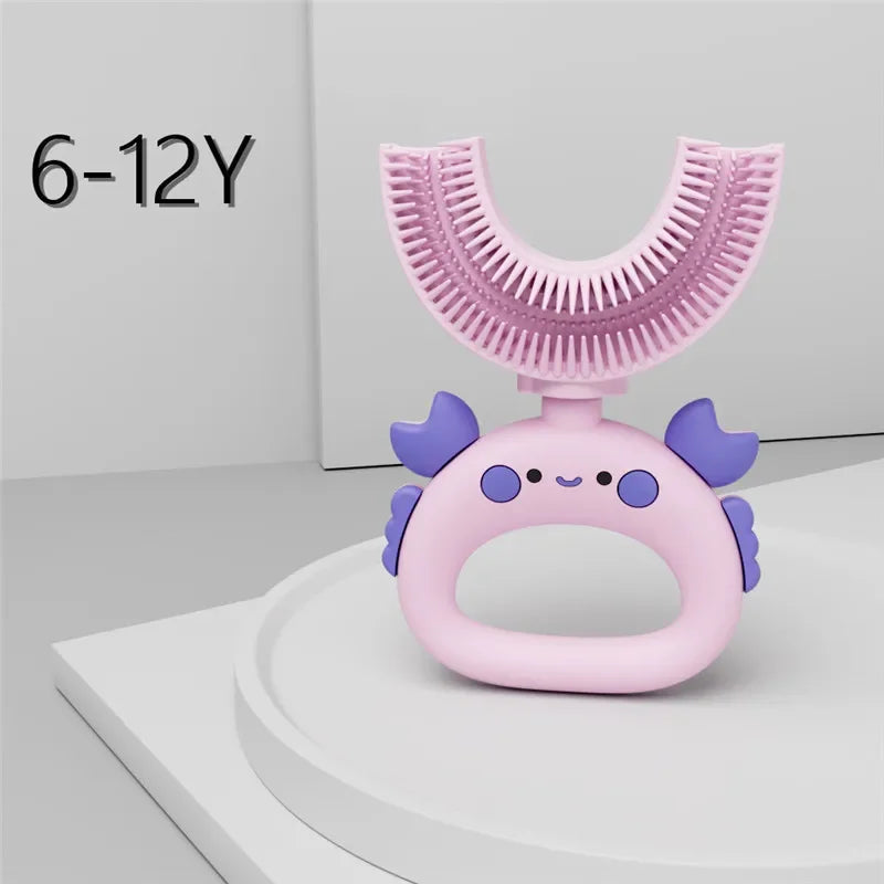 360 Degree U-shaped Baby Toothbrush Cute Cartoon Children Teethbrush Oral Care Cleaning Brush Silicone Kids Toothbrush Oral Tool