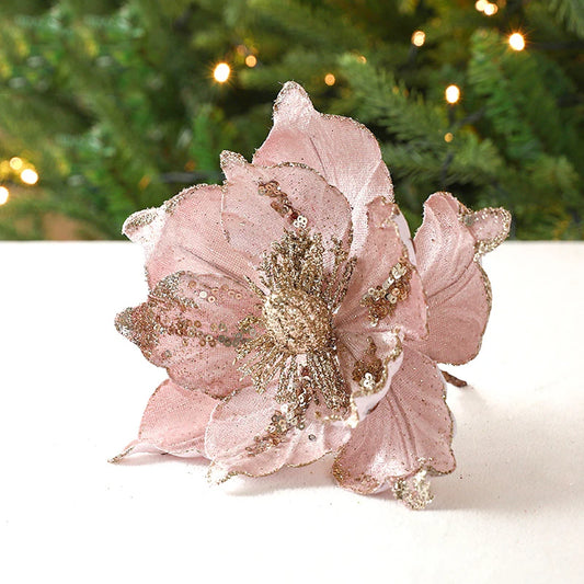 Christmas Flower Golden High-end Simulation Christmas Tree Decoration Flower Sequin Flannel Decoration