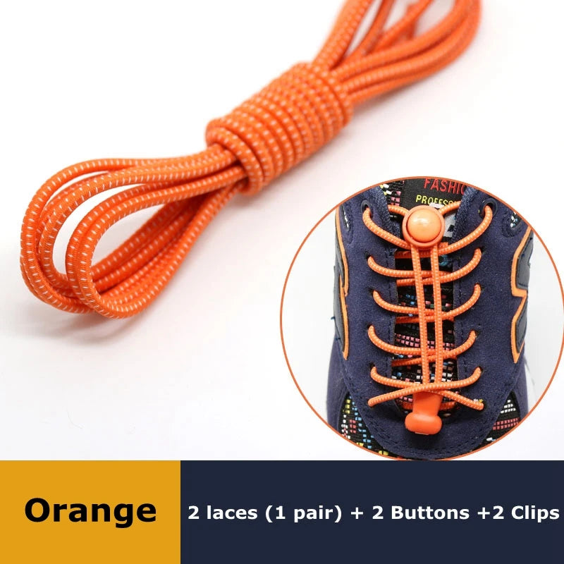 1Pair Shoelaces for Sneaker Elastic No Tie Shoe Laces Stretching Lock Lazy Laces Quick Rubber Shoelace Round Shoestrings