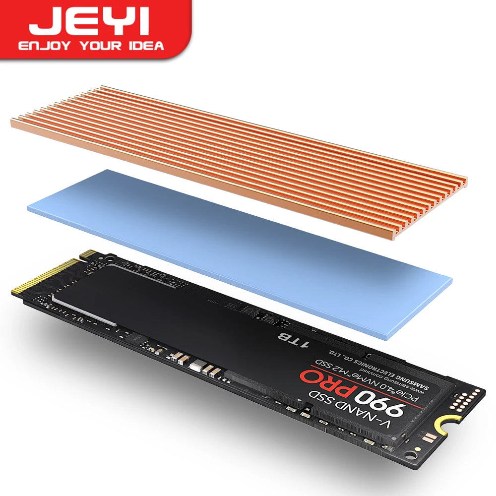 JEYI M.2 SSD Heatsink, Aluminum PS5 Radiator Solid State Drives Cooler Silicone Thermal Pad For NVME NGFF M2 2280 PCI-E SSD