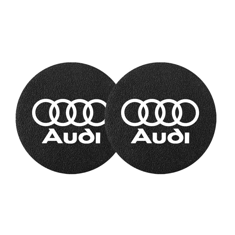 2Pcs Leather Coaster Anti-noise Water Cup Pad Cushion For Audi Sline A3 A1 A4 A6 B8 A5 B7 C7 A7 A8 B9 B6 C6 Q2 Q3 Q5 Q7 Q8 TT S3