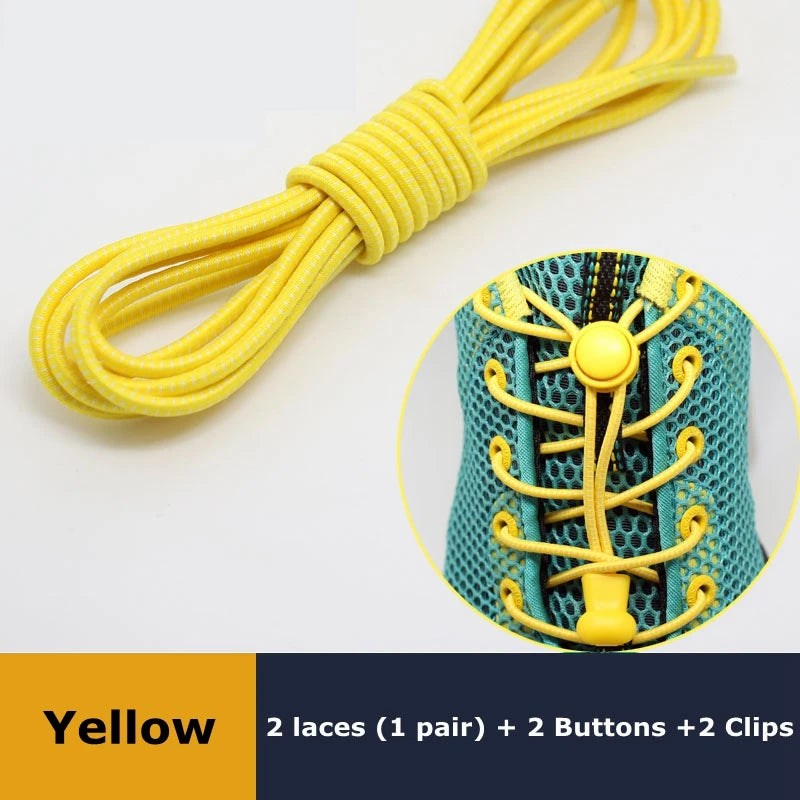 1Pair Shoelaces for Sneaker Elastic No Tie Shoe Laces Stretching Lock Lazy Laces Quick Rubber Shoelace Round Shoestrings