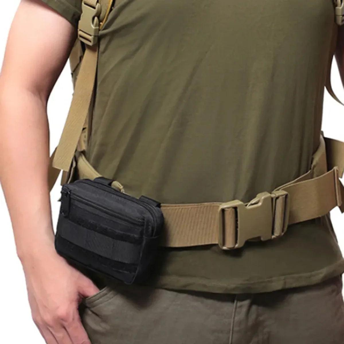 Double Layer EDC Bag Men's Molle Belt Nylon Hip Bag Waist Bag Camping Hunting Accessories Multi-Function Bag