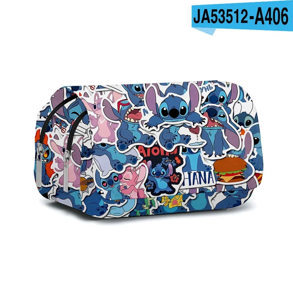 Stitch Fully Printed Flap Pen Bag Stationery Box Pencil Case Primary and Secondary School Girls Anime Kawaii