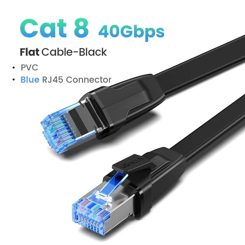 UGREEN CAT8 Ethernet Cable 40Gbps 2000MHz CAT 8 Networking Cotton Braided Internet Lan Cord for Laptops PS 4 Router RJ45 Cable