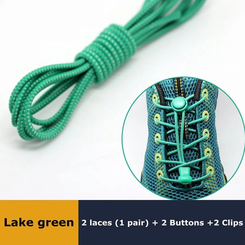 1Pair Shoelaces for Sneaker Elastic No Tie Shoe Laces Stretching Lock Lazy Laces Quick Rubber Shoelace Round Shoestrings