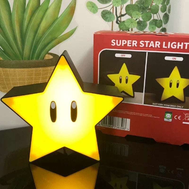 New LED Question Super Mario Bros Lamp Super Star Light Led Music Night Light Sound Usb Charging Desk Lamp for Kids Gifts Toys