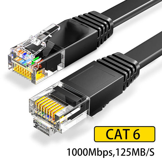 Ethernet Cable Cat6 Flat Cable Gigabit High Speed 1000Mbps Internet Cable RJ45 Shielded Network LAN Cord for PC PS5 PS4 PS3 Xbox