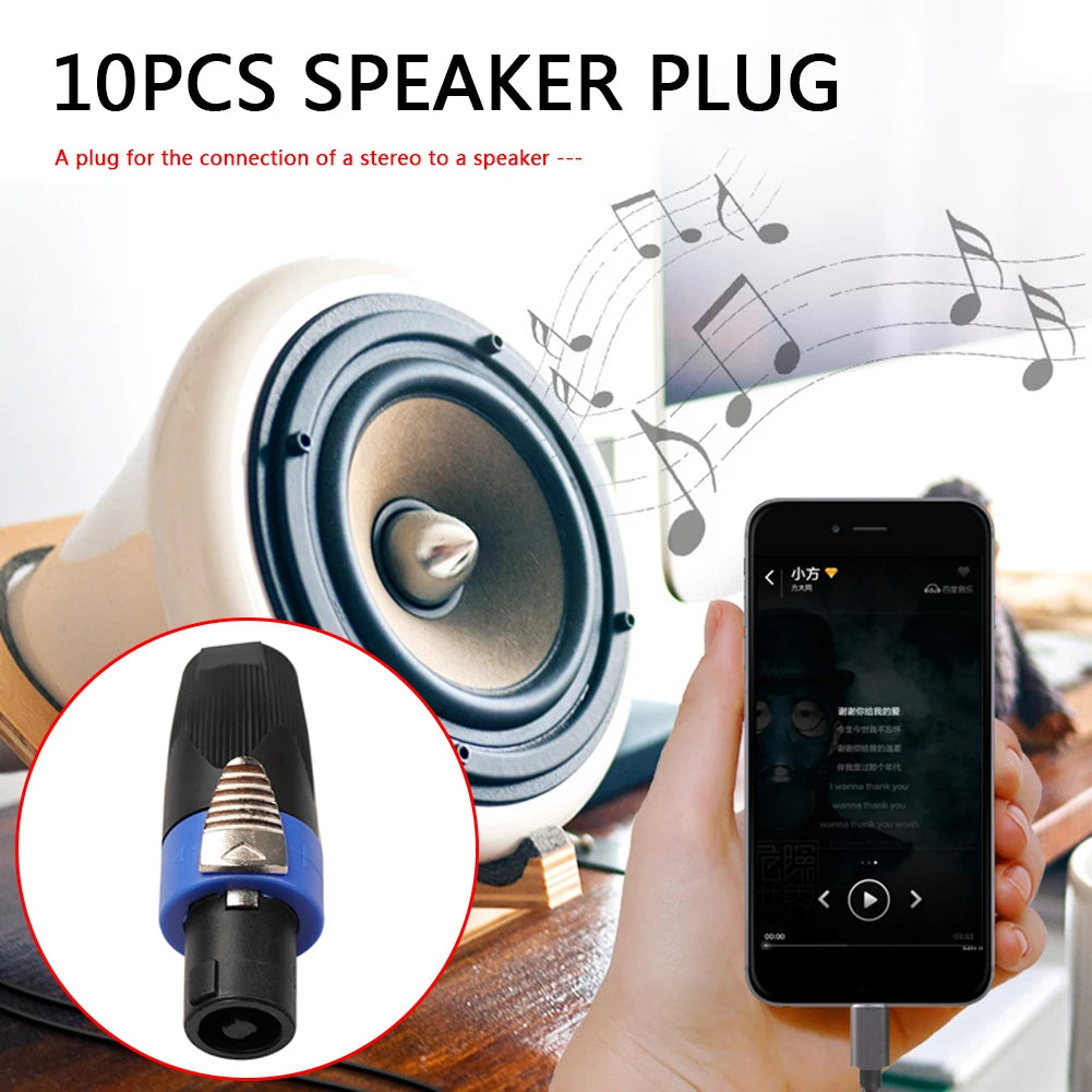 10PCS 4-Pole 4Pin NL4FC Speaker Connector Ohm Plug Speaker Audio Cable Adapter Twist Lock 4 Pin Speakon Female Jack Accessories