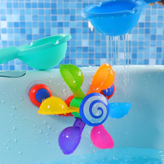 Colorful Water Wheel Bathing Sucker Bathtub Water Spray Play Set Shower Sprinkler Toy Baby Bath Toys For Kids Toddler Gifts