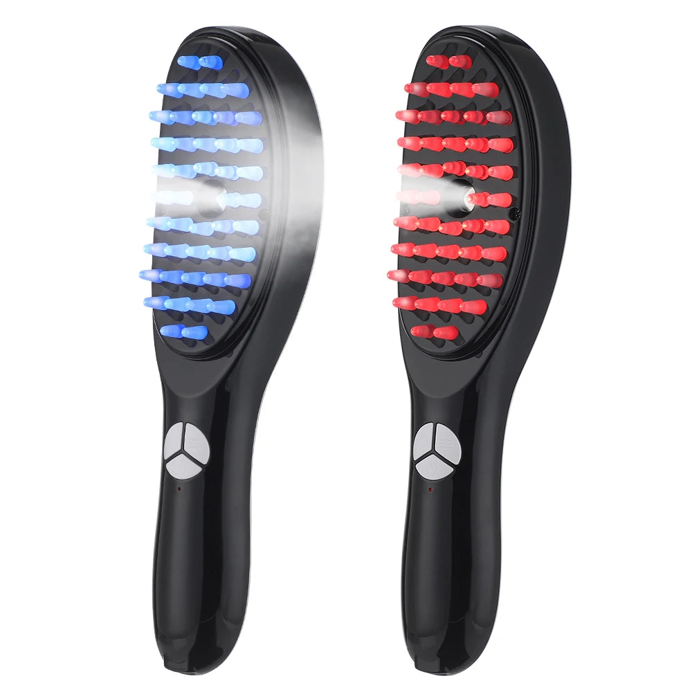 Electric Spray Massage Comb Hair Growth Vibration Head Massager Red and Blue Light Growth Comb Scalp Applicator Atomizing Comb