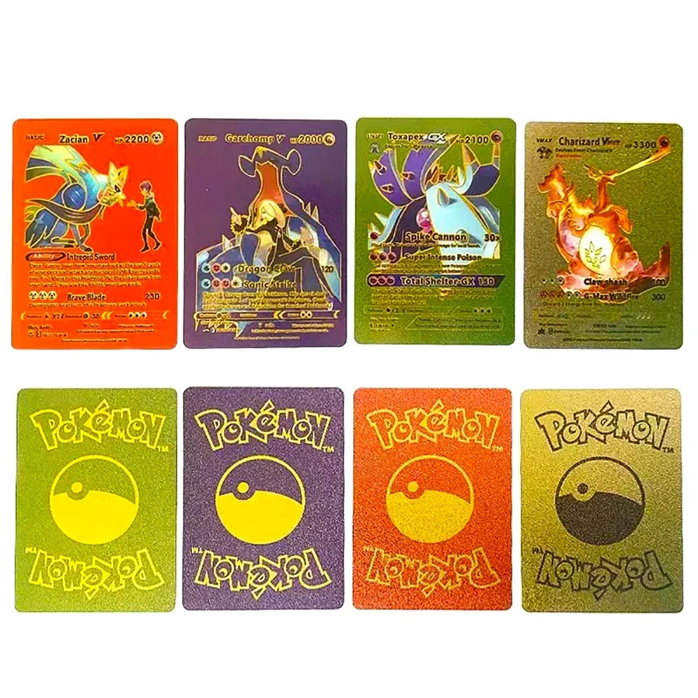 27-110Pcs Pokemon Gold Foil Card VMAX GX Cards English French Spanish German Pikachu Charizard Arceus Colour Pokémon Cards Gift