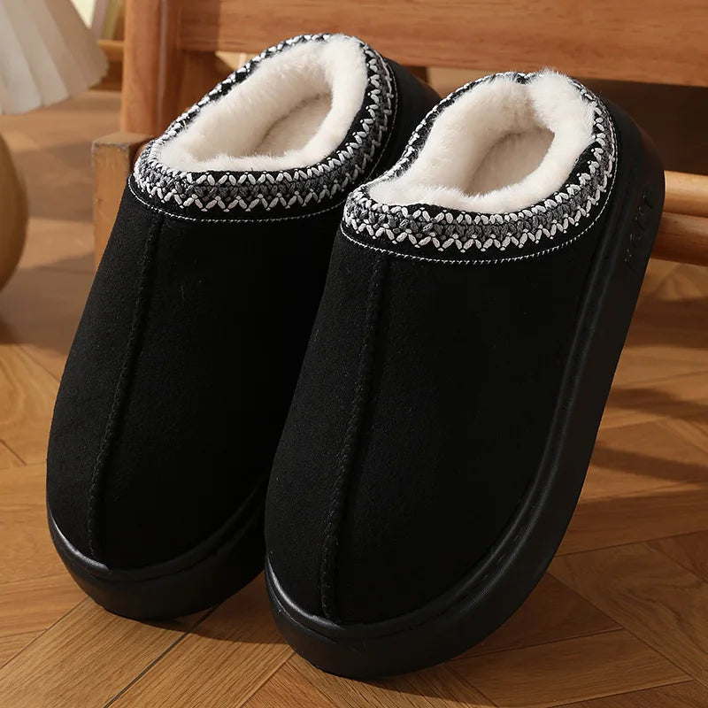 New Fashion Fluffy Platform Slippers for Women 2024 Winter Plush Warm Cotton Shoes Woman Comfort Non Slip Unisex Home Slippers