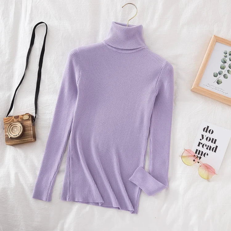 Women Turtleneck Sweater Knitted Soft Pullovers cashmere Jumpers Basic Solid Soft Sweaters Women Autumn Winter Casual Top