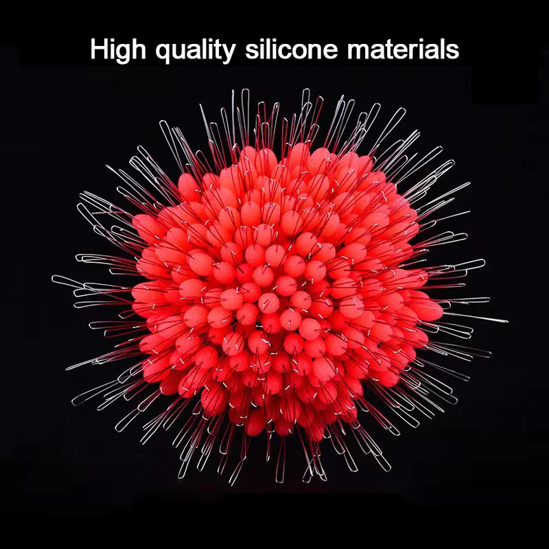 300Pcs Silicone Space Bean Oval Stopper Bobber Profession Fishing Float Resistance Anti-Strand Fish Line Fishing Gear