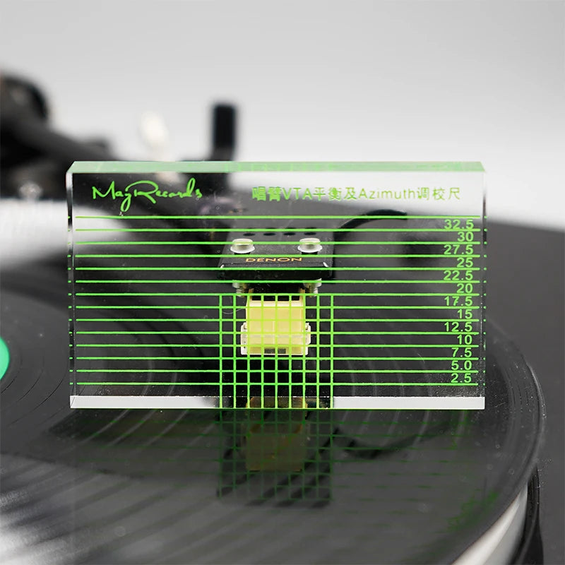 Mayrecords Tone Arm VTA and Cartridge Azimuth Alignment Ruler Vinyl Record Player Measuring Headshell Alignment Block 10mm