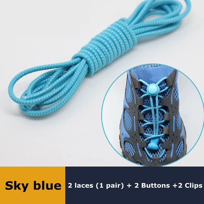 1Pair Shoelaces for Sneaker Elastic No Tie Shoe Laces Stretching Lock Lazy Laces Quick Rubber Shoelace Round Shoestrings