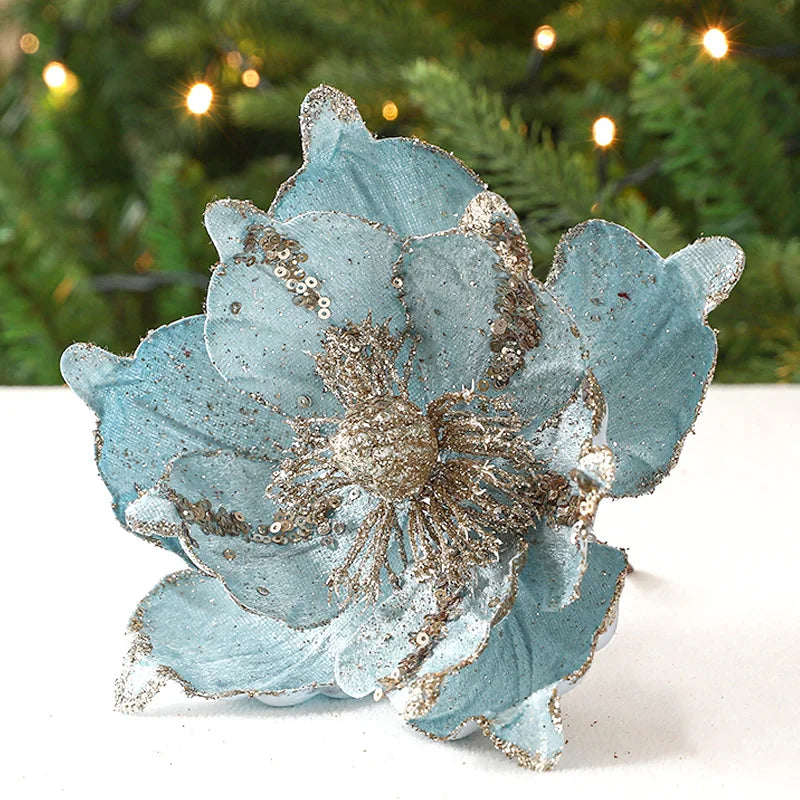 Christmas Flower Golden High-end Simulation Christmas Tree Decoration Flower Sequin Flannel Decoration