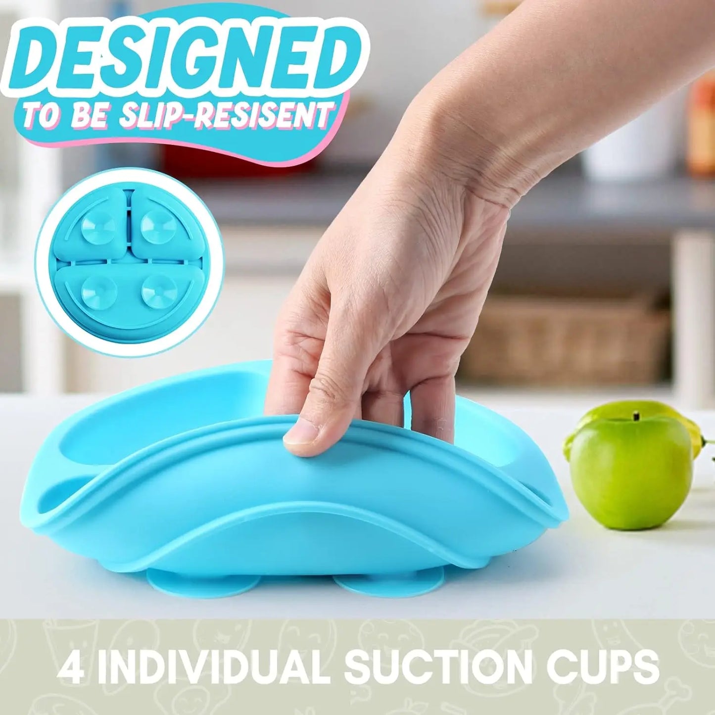 Baby silicone dinner plate integrated infant tableware with suction cup anti-slip and anti-drop children's feeding bowl