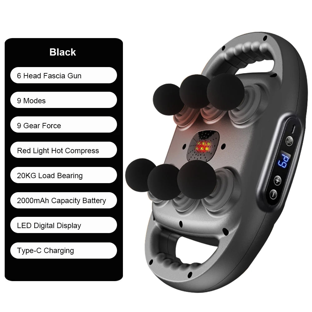 Fascia Gun 6 Heads Massage Gun Muscle Relaxation Electric Massager Body Massage Deep Tissue Muscle Relief Back Leg Neck