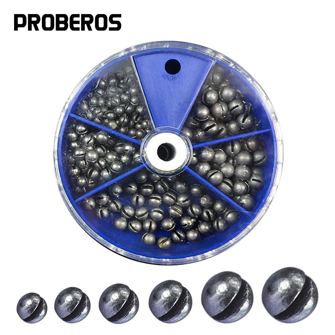 205pcs Fishing Weights Sinkers Kit Lead Split Shot Fishing Line Sinkers 5 Sizes Removable Egg Lead Assortment Accessories